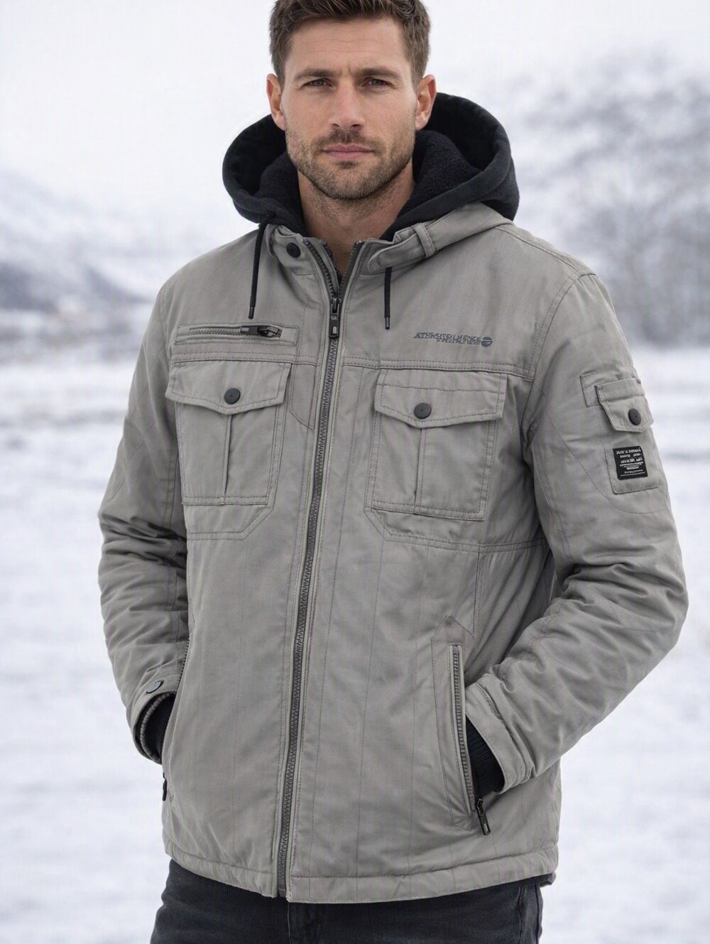 Jack And Jones Jacket Mens Large Core Express 12 Quilted Hooded Workwear